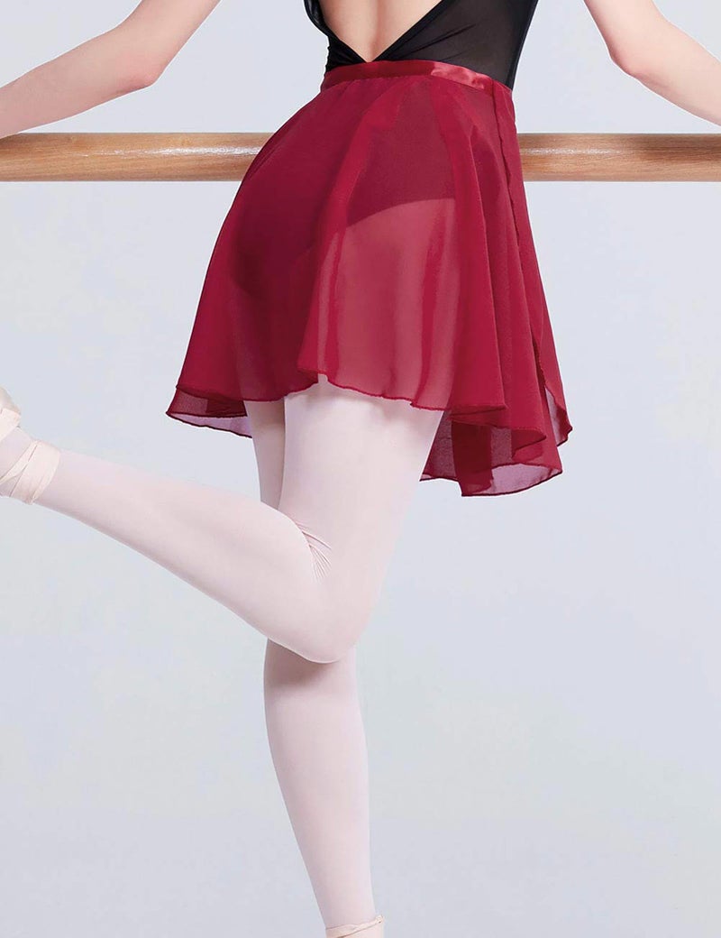 Daydance Burgundy Women Ballet Wrap Skirts Adult Sheer Chiffon Over Scarf for Dancing Leotards - Image 3
